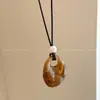 Novo Estilo Chinês Resina Pingente Irregular Corda Trançada Colar Design Feminino Corrente para Suéter Ajustável Acessórios