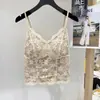 6099-2 Camisola de Encaje con Copas para Mujer, Seda de Hielo Hermoso Diseño de Espalda, Camisola Base de Ropa Interior con Sujetador Integrado