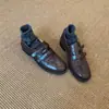 Versión de Piel de Oveja~Mocasines de Velcro Estilo Británico para Mujer 2026 Nuevos Zapatos Pequeños de Cuero Retro con Tacón Grueso para Desplazamiento