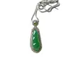 Colgante de Calcedonia Verde Imitación de Alta Calidad, Collar con Colgante de Paz Verde Jade, Elegante Accesorio para Mujer, Collar Incrustado