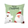 Funda de almohada estampada temática navideña con diseño de Santa Claus y renos de dibujos animados, funda decorativa para cojín de sofá festivo