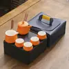 Juego de té de viaje traje pequeño cerámica exterior hogar Kung Fu una tetera cuatro tazas tetera taza portátil regalo creativo