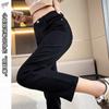 Pantalones Cigarette de Mezclilla Negros de Cintura Alta para Mujer, Nuevo Estilo Verano 2026, Estilo Casual Holgado, Pantalones Cortos Sencillos, Pantalones de Nueve Puntos