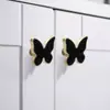 Manija de Agujero Único para Armario Guardarropa de Lujo Ligero Nórdico Minimalista de Alta Venta, Manija Cuadrada de Pétalo Azul Blanco de Dibujos Animados de Mariposa