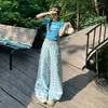 Calça Larga de Cintura Alta Estilo Americano Yc&2 Cores com Design de Botão, Estilo Xadrez Preguiçoso, Calça Casual Versátil para Mulheres, Nova Coleção Primavera/Verão