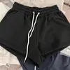 Nuevos shorts de verano de peso pesado 280g, mezcla de algodón chino y seda de leche, con cintura elástica, cordón y bolsillos, versátiles y personalizables con estampados