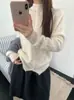 Suéter de lana de cachemir cepillado, cárdigan de estilo suave, suéter de estilo coreano, tejido de punto con cuello alto, chaqueta de corte holgado, capa interior para un look casual