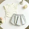 Nuevo Conjunto de Verano de Amazon para Niñas Elegante Conjunto de Top de Manga Corta y Shorts tipo Bloomers para Bebé Niña Niños