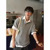 Camisa Polo de Punto Retro Estilo Old Money para Hombre, Manga Corta Estilo Coreano Cleanfit, Top de Gama Alta Relajado y Fresco