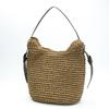 Bolso de Paja de un Solo Hombro Nuevo Bolso Tejido a Mano para Vacaciones en la Costa Correa de Cuero para el Hombro Bolso Tote de Gran Capacidad Casual Playa Mujeres