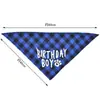 Conjunto de Lenço Triângulo Xadrez para Pet e Chapéu de Aniversário para Festa de Um Ano Lenço de Saliva para Cachorro Conjunto de Lenço com Laço