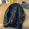 Moletom Tie-Dye com Gola Meia-Alta para Homens e Mulheres, Marca Tendência, Modelagem Ampla, Versátil, Estilo Casual Descolado, Padrão Mármore, Blusa Confortável de Manga Longa
