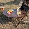 Mesa Octogonal Multifuncional para Ovos Assados Mesa Dobrável Mesa de Jantar para Churrasco em Quintal de Casa Mesa de Madeira Portátil para Lazer ao Ar Livre