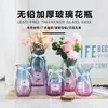 Venta al por mayor país nórdico gris barril de flores secas ins simple escritorio pequeño flor fresca hidropónico jarrón mediterráneo