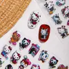 Populares Calcomanías 5D Planas para Uñas Cyansea, Dibujos Animados de Hello Kitty, Calcomanías Divertidas para Uñas con Adhesivo en la Parte Trasera