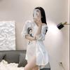 Pijamas Sexy para Mujer 2024 Nuevo Camisa Holgada de Novio Estampado Gato Belleza Caliente Pura Pasión Camisón