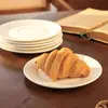 Plato Plano con Relieve Estilo Europeo, Plato Hondo, Plato de Cerámica Blanco Puro, Plato para Bistec Estilo Occidental de Hotel, Plato para Servir, Vajilla para Mesa de Café