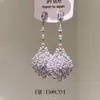 Aretes Ovalados Incrustados de Diamantes, Estilo Retro Europeo y Americano, Brillantes Pendientes de Plata para Noche de Lujo, Joyería de Nicho de Diseñador al por Mayor