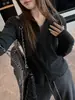 Abrigo de mujer de estilo coreano para otoño e invierno, fabricado en fábrica, modelo nuevo con cuello semi-alto, diseño de doble cremallera, top de manga larga de mezcla de lana Tencel