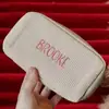 Bolsa de Cosméticos de Pana Bordada Personalizada Simple Portátil Bolsa de Almacenamiento de Viaje Bolsa de Cosméticos Personalizada para Mujer