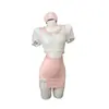 Conjunto de Lencería Sexy Tallas Grandes Shuang'er, Pura Pasión Juego de Rol, Uniforme de Enfermera Juguetona, Conjunto de Falda Bodycon