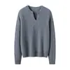 Nuevo Suéter de Punto 100% Cachemira Otoño e Invierno Cuello Tijera Manga Larga para Mujer Jacquard Color Sólido Cálido Jersey Base