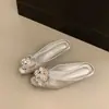 Nuevos Zapatos 2026 Transparentes Satín Cristal Boca Baja Zapatos Planos Mujer Punta Cuadrada Primavera Floral Suela Suave Zapatos