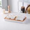 Juego de té de porcelana blanca, ideal para el hogar, ligero, de lujo, taza de té pequeña, tetera de estilo chino con viga cuadrada, bandeja de té simple para preparación en seco.