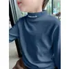 Y2322 # Camiseta Interior de Cuello Alto a Media Altura para Niños de Terciopelo Alemán, Nuevo Estilo Otoño e Invierno, Camiseta de Manga Larga, Top Cálido y Atractivo