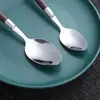 Acero Inoxidable 410 Vajilla de Alto Valor Cuchillo, Tenedor y Cuchara Mango con Imitación de Grano de Madera Comida Occidental Cuchillo de Bistec de Gama Alta Cuchara de Café