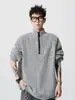 Sudadera con media cremallera de diseño deconstruido americano para hombre, talla grande, bonita chaqueta tipo jersey, marca de moda de invierno, ropa de hombre de alta gama