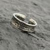 Anillo Liso Graffiti Retro Nicho Europeo y Americano Industria Pesada para Mujer Lujo Accesible de Alta Gama Anillo para Dedo Índice Anillo Abierto