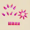 Uñas de Moda Europeas y Americanas con Forma de Almendra, Diamante Rosa en Forma de Corazón Electrochapado, Uñas Desmontables Portátiles Simples y Elegantes