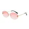 Gafas de sol ovaladas sin montura para mujer, a la moda y de alta gama, estilo retro moderno europeo y americano Old Money, gafas de sol de verano para chicas calientes