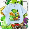 Plantas vs. Ropa de Zombies para niños, camiseta de manga corta, verano, caricatura de Guisante Lanzador, top infantil de media manga, moderno 7