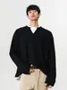 Sudadera con cuello en V de dos piezas falsas de gofre americano para hombre, nueva tendencia de diseño en capas para Primavera y Otoño 2025