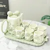 Juego de Tazas de Agua de Cerámica Estilo Crema para Sala de Estar del Hogar Hospitalidad Tetera de Flores Retro Taza de Té Regalo de Inauguración de Casa Boda