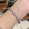 Nova Pulseira de Aquamarina com Corte Fogos de Artifício Topázio Moda Luxo Leve Diamante de Alto Carbono Tanzanita Quadrada Princesa para Mulheres