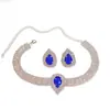 Collar de Lujo Europeo y Americano de Múltiples Capas con Pedrería Geométrica, Aretes, Collar de Cristal Colorido Grande con Gota de Agua, Collar de Moda Exagerado