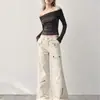 Jeans de trabajo acampanados de diseño estilo americano, nuevo modelo 2026, de cintura alta, corte holgado, adelgazantes, pantalones de largo hasta el suelo
