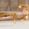 Europeu e Americano Transfronteiriço Novo Papai Noel Árvore de Natal Microincrustado Esmalte Gotejado Colar Meninas Natal Outono e Inverno Corrente da Clavícula