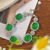 Pulsera de Calcedonia Verde Natural, Pulsera de Ágata Natural, Tendencia de Moda Verde Fluorescente Completo Regalo de Diosa, Accesorio de Alta Gama