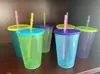 Vaso de Plástico con Popote Taza de Boca de PP Taza para Bebida de Jugo Té con Tapa 500ML Vaso Colorido para Bebida Fría