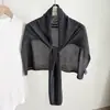 Chal de Punto de Lino para Mujer, Estilo Delgado de Primavera y Verano, Protección para el Cuello, Capa para Habitación con Aire Acondicionado, Versátil, Tacto de Alta Gama, Chal de Color Sólido