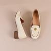 Zapatos de tacón grueso estilo vintage sin cordones para uso en exteriores, Nuevo modelo 2025, Zapatos de cuero ligeros de estilo francés con suela blanda, Zapatos elegantes y modernos para mujer