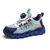Sapatos infantis transfronteiriços, novos estilos de primavera e outono, sapatos de pai respiráveis para crianças com botão giratório, tênis esportivos versáteis para crianças de porte médio e grande.