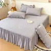 Saia de Cama Acolchoada de Algodão Lavável Peça Única 2024 Nova Saia de Cama Espessa Cobertura de Cama Estilo Saia de Cama Esconder Defeitos Protetor de Colchão Cobertura
