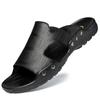 [Sapatos de tamanho grande] sandálias casuais de moda simples, sapatos de couro de vaca de duas camadas