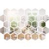 Pegatinas de Pared de Espejo Acrílico Hexagonal Estéreo DIY Autoadhesivas Decoración del Hogar Pegatinas de Espejo para Pared de Fondo XN008