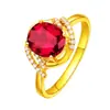 Tópico de venda quente do Tiktok ao vivo Design de diamante incrustado 5 quilates pombo Anel de turmalina vermelha Anel de concha de gema colorida